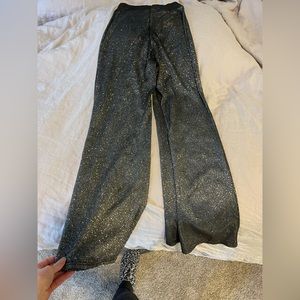 High rise dark grey sparkly wide leg pant